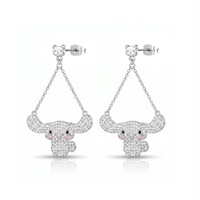 Couture Kingdom - Sanrio - Cinnamoroll Mini Pearl Drop Earrings Silver