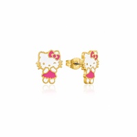 Couture Kingdom - Sanrio - Hello Kitty Pink Dress Stud Earrings Gold