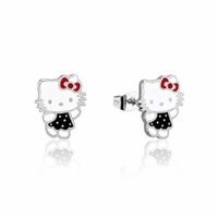 Couture Kingdom - Sanrio - Hello Kitty Black Dress Stud Earrings Silver
