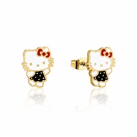 Couture Kingdom - Sanrio - Hello Kitty Black Dress Stud Earrings Gold