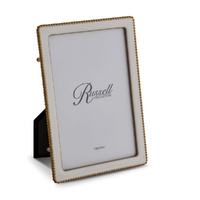Russell Collection Frame - White & Gold Tone Beaded Frame 4x6in