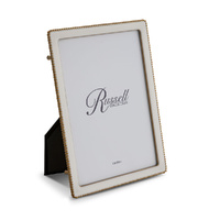 Russell Collection Frame - White & Gold Tone Beaded Frame 5x7in