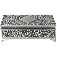 Russell Collection - Pewter Finish Diamante Jewellery Box Medium