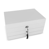 Russell Collection - White Glass 1 Drawer Jewellery Box 34cm