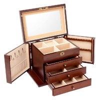Russell Collection - Matte Walnut Veneer Four Drawer Jewellery Box