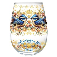 Lisa Pollock - Golden Glamour Stemless Glass Royal Wrens
