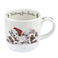 Wrendale Designs By Royal Worcester Christmas Mug - Puppies Waiting for Santa