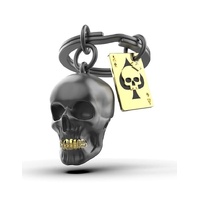 Metalmorphose Keychain - Black Skull with Playing Card