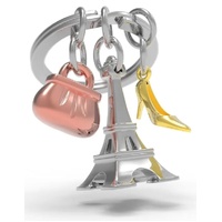 Metalmorphose Keychain - Eiffel Tower, Coffee & Croissant