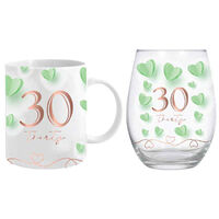 30th Birthday Mug & Stemless Wine Glass Set
