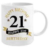 21st Birthday White & Gold Mug