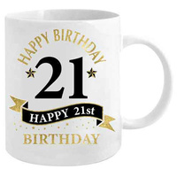 21st Birthday White & Gold Mug