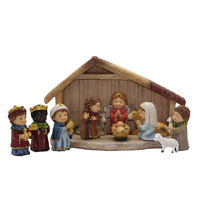 Children's Nativity Holy Family In Stable Set - 11pc