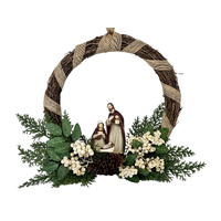 Christmas Wreath with Holy Family Plaque 350mm