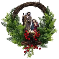 Christmas Wreath with Holy Family Plaque 30cm