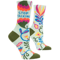 Blue Q Womens Crew Socks - Stop Talking