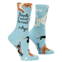 Blue Q Womens Crew Socks - People To Meet: Dogs