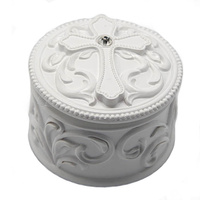 Jewellery Box With Cross - White