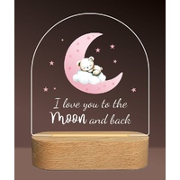 Night Light LED - Moon and Back Pink