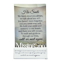 White Wood Base Glass Frame - Missing You (His Smile) 6x4"