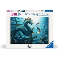 Ravensburger Puzzle 1000pc - Enchanted Depths Dragon, Mermaid and Turtles