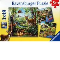 Ravensburger Puzzle 3 x 49pc - Forest Zoo and Pets