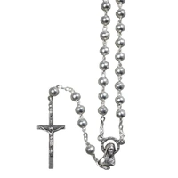 Rosary Beads Silver Plated Metal 5mm