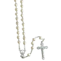 Rosary Beads - Imitation Mother of Pearl Heart Shaped