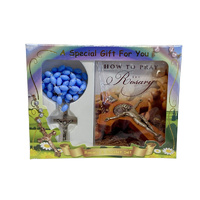 Rosary and Book Set - Communion Plastic Blue