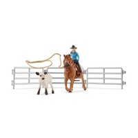 Schleich Farm World - Cowgirl Team Roping Fun