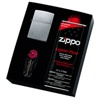 Zippo Gift Set - Lighter and Fluid - Satin Chrome