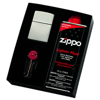 Zippo Gift Set - Lighter and Fluid - High Polished Chrome