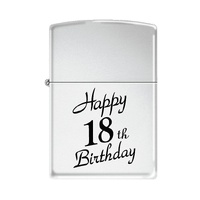 Zippo Lighter - Happy 18th High Polished Chrome