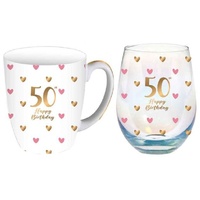 Sweet Heart Mug & Stemless Glass Set - 50th