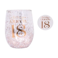 Splosh Celebration - 18th Glitter Stemless Glass & Badge Set