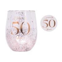 Splosh Celebration - 50th Glitter Stemless Glass & Badge Set