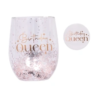 Splosh Celebration - Glitter Stemless Glass & Badge Set - Birthday