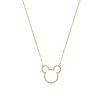 Disney Couture Kingdom Precious Metal - Mickey Mouse - Crystal Outline Necklace Yellow Gold