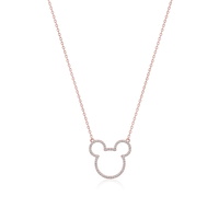 Disney Couture Kingdom Precious Metal - Mickey Mouse - Crystal Outline Necklace Rose Gold