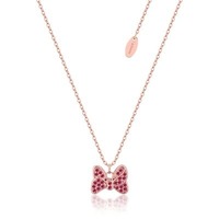 Disney Couture Kingdom Precious Metal - Minnie Mouse - Bow Red CZ Necklace Rose Gold