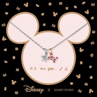 Disney X Short Story Necklace Mickey Gloves & Bow - Diamante Silver