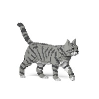 Jekca Animals - Tabby Cat Grey Walking 28cm