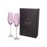 Dartington Crystal 40th Anniversary Celebration Toasting Flute Pair - Ruby