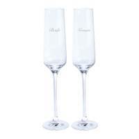 Dartington Crystal Bride & Groom Flute Pair