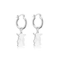 Disney Couture Kingdom - D100 - Star Wars Mandalorian Grogu Charm Hoop Earrings White Gold