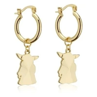 Disney Couture Kingdom - D100 - Star Wars Mandalorian Grogu Charm Hoop Earrings Yellow Gold