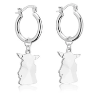 Disney Couture Kingdom - D100 - Star Wars Mandalorian Grogu Charm Hoop Earrings White Gold