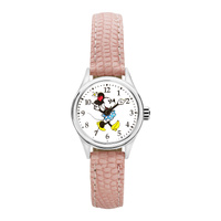 The Original Mickey Collection Watch - Silver + Croc Pink 25mm Ft Minnie