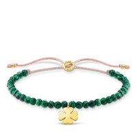 Thomas Sabo Charm Club - Cloverleaf with Green Stones Yellow Gold Bracelet