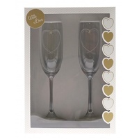 Diamante Heart Flute - (Set of 2)